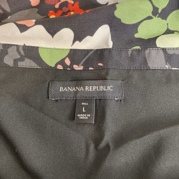 Banana Republic Dark Floral Off Shoulder Dress Size L Tall Moto‎ Boho Flowy - Picture 3 of 14